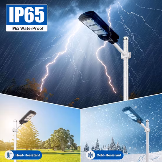 Lampione stradale solare a LED tutto in uno integrato impermeabile in plastica ABS IP65 per esterni 50W 100W 150W 200W 250W 300W